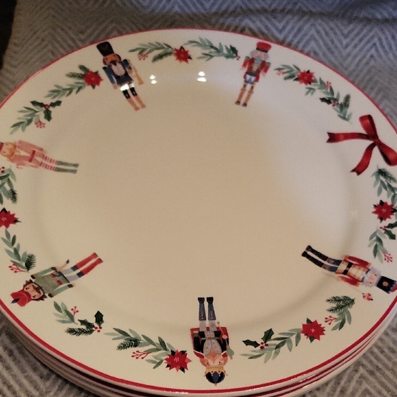 Sur La Table Nutcracker Dinner Plates with Red and Green Design - Picture 3 of 3